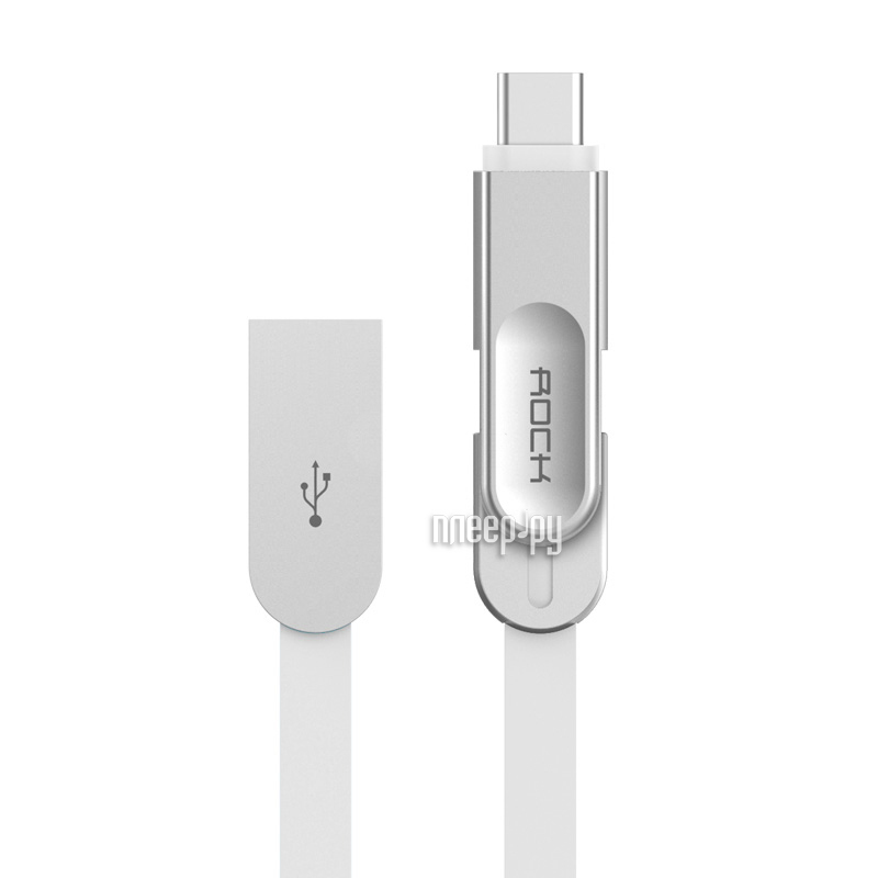  Rock USB to Lightning + MicroUSB + Type-C Metal Data Cable White