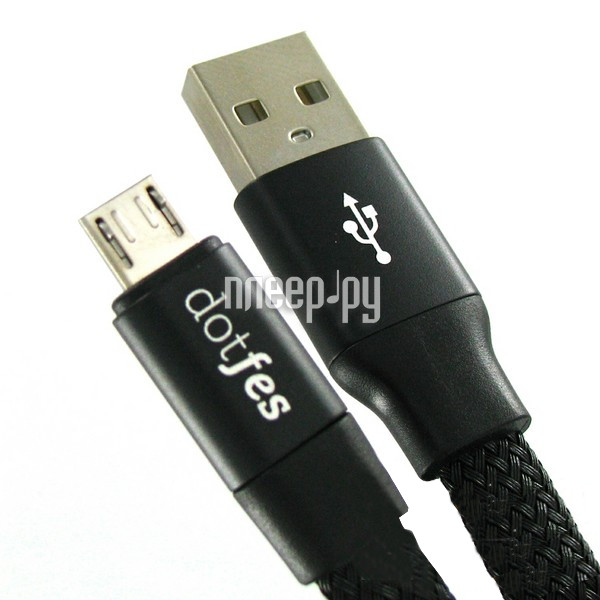  Dotfes microUSB A09M Self-Rolling 0.8m Black 14771 