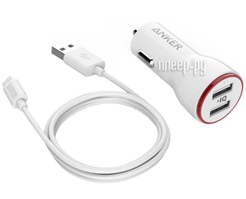   Anker 2xUSB Charger + 3ft Micro USB Cable B2310H21 White 907003
