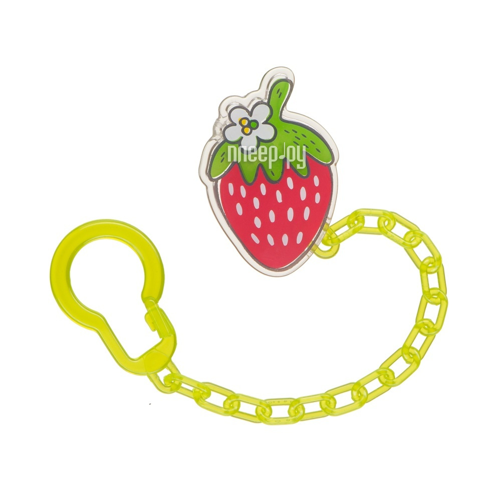    Happy Baby Soother Holder With Chain Lime 11008