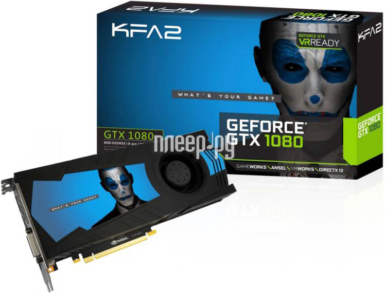  KFA2 GeForce GTX 1080 1607Mhz PCI-E 3.0 8192Mb 10000Mhz 256 bit DVI HDMI HDCP White 80NSJ6DHK5VK 7122885