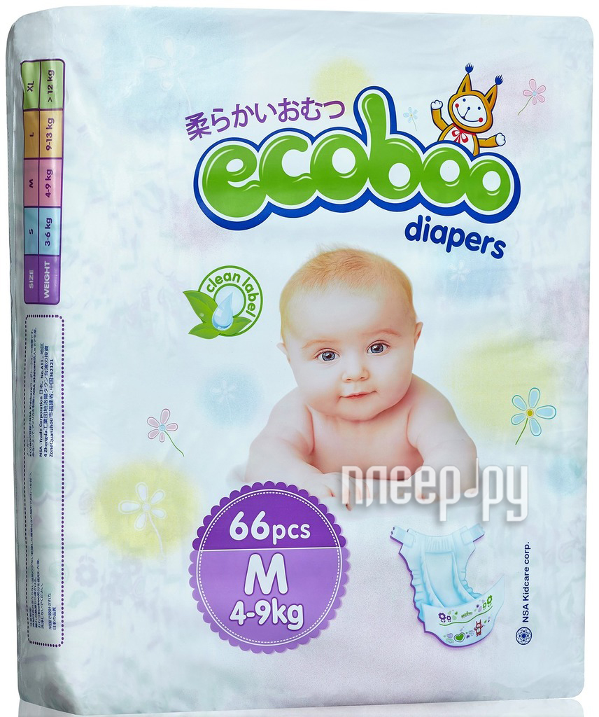 Подгузники Ecoboo M 4-9кг купить