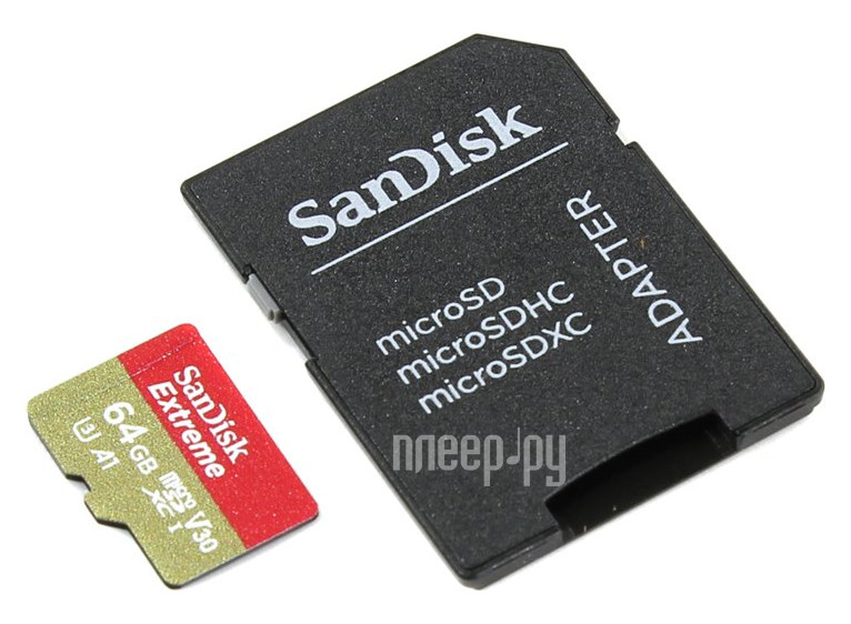   64Gb - SanDisk Extreme Action microSDXC V30 A1 UHS-I U3