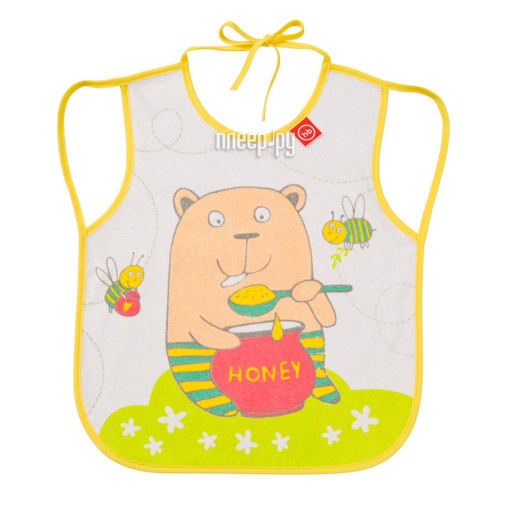   Happy Baby Bib With Hangers Bear Yellow 16011