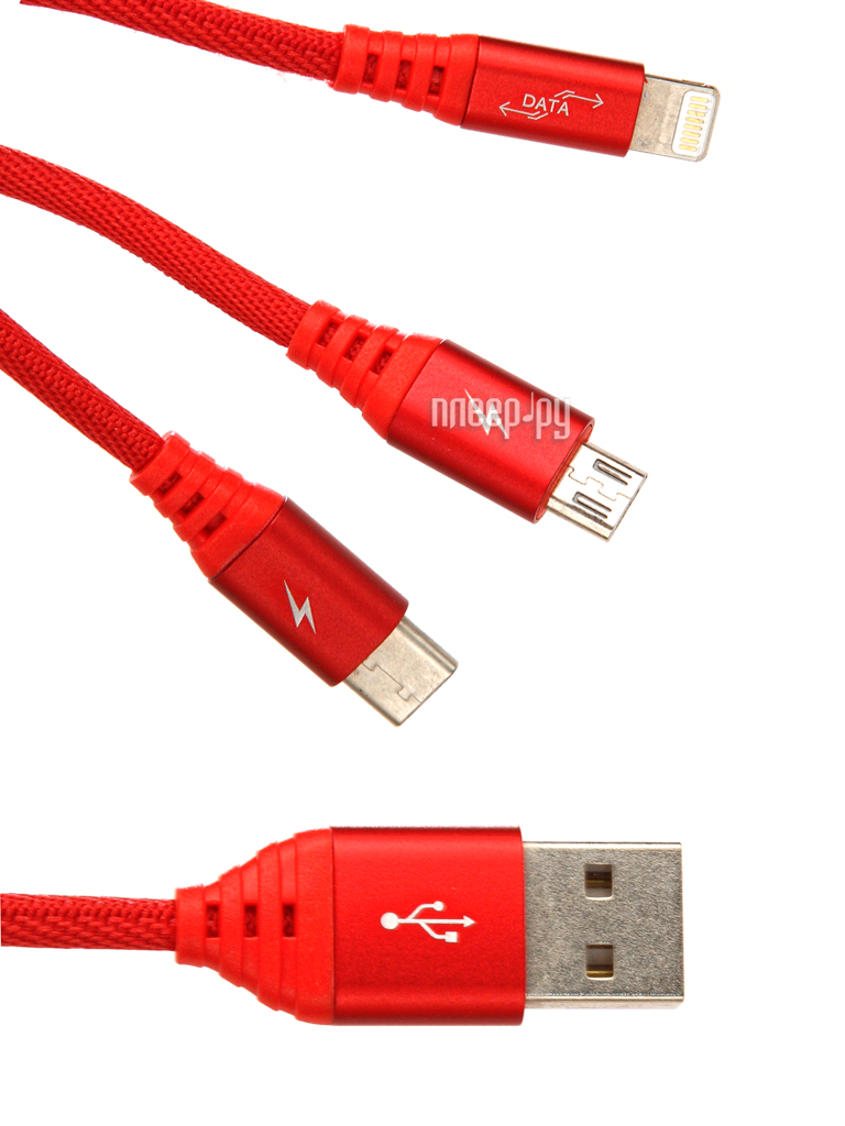  Ainy 5 / 5 / 5S / 6 / 6 Plus / iPad Mini / Air + Micro USB + Type-C Red FA-092C 