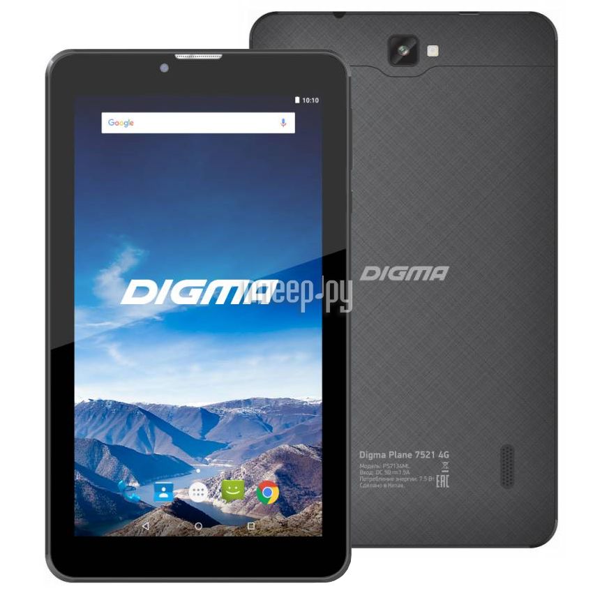  Digma Plane 7521 4G PS7134ML Black (MTK8735M 1.0 GHz / 1024Mb / 16Gb / GPS / Wi-Fi / Cam / 7.0 / 1024x600 / Android) 475572 