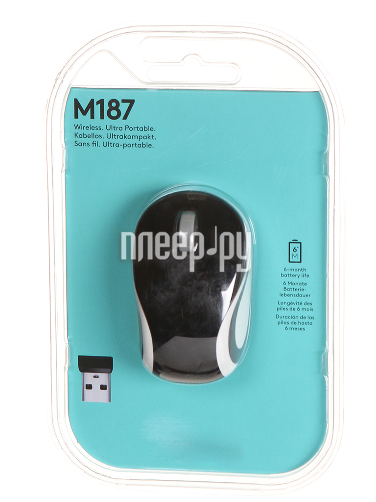  Logitech Wireless Mini Mouse M187 Black 910-002736 / 910-002731 