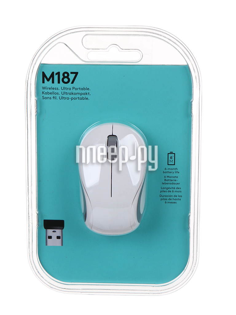  Logitech Wireless Mini Mouse M187 White 910-002740  1020 