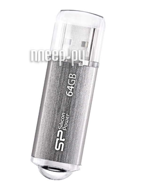 USB Flash Drive 64Gb - Silicon Power Ultima II I-Series Silver SP064GBUF2M01V1S  1120 