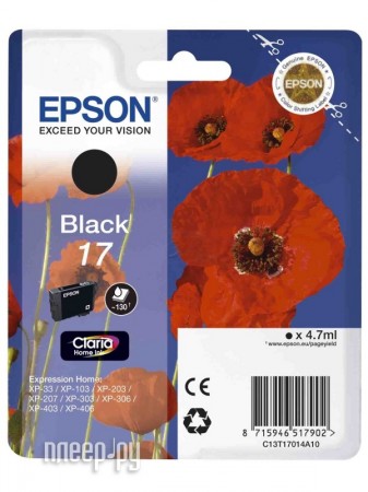  Epson T1701 C13T17014A10 Black  XP-33 / 103 / 203 / 207 / 303 / 306 / 403 / 406