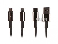 Фото Baseus Tungsten Gold One-for-Three USB - MicroUSB/Lightning/Type-C 3.5A 1.5m Black CAMLTWJ-01