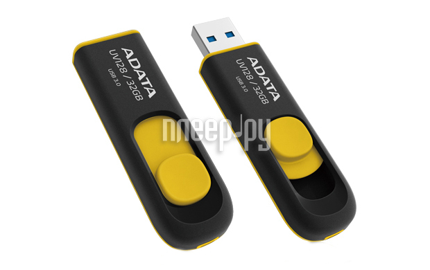 USB Flash Drive 32Gb - A-Data DashDrive UV128 USB 3.0 Yellow AUV128-32G-RBY 