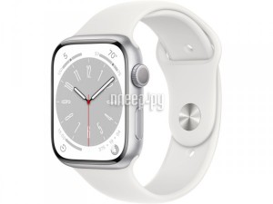 Фото APPLE Watch Series 8 GPS 45mm Silver Aluminum Case with White Sport Band - M/L MP6Q3 / MP6T3