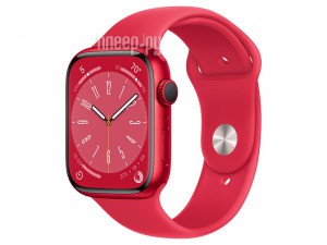 Фото APPLE Watch Series 8 GPS 45mm Product Red Aluminum Case with Red Sport Band - M/L MNUU3
