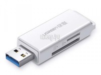 Фото Карт-ридер Ugreen CM104 USB 3.0 to TF + SD Dual Card Reader White 40753