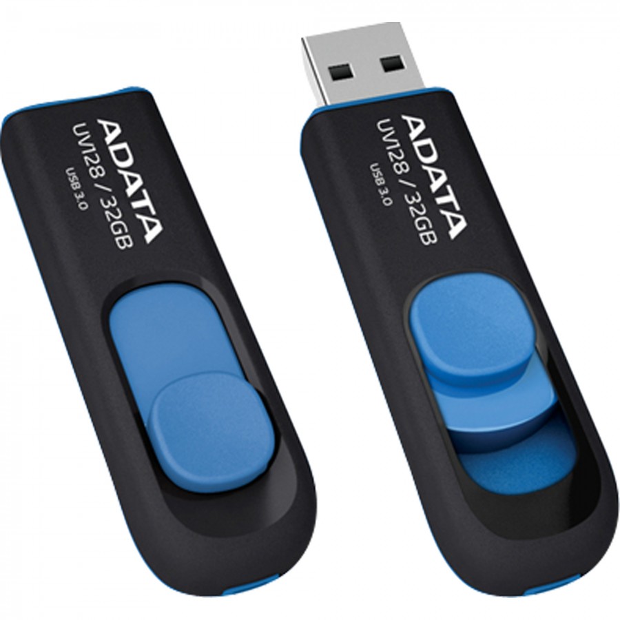 USB Flash Drive 32Gb - A-Data DashDrive UV128 USB 3.0 Blue AUV128-32G-RBE usb flash a data dashdrive uv150 red 32gb auv150 32g rrd