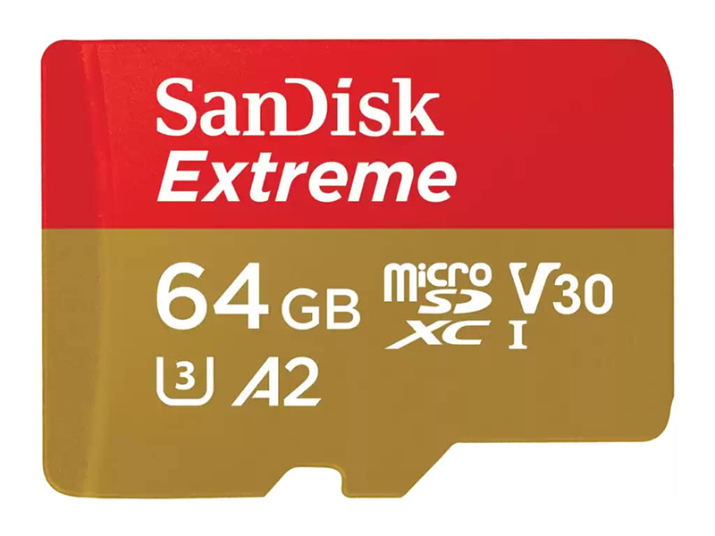 Карта памяти 64Gb - SanDisk Extreme Micro Secure Digital XC Class 10 UHS-I A2 C10 V30 U3 SDSQXAH-064G-GN6GN карта памяти 512b sandisk extreme pro micro secure digital xc class 10 uhs i a2 c10 v30 u3 sdsqxcd 512g gn6ma с переходником под sd