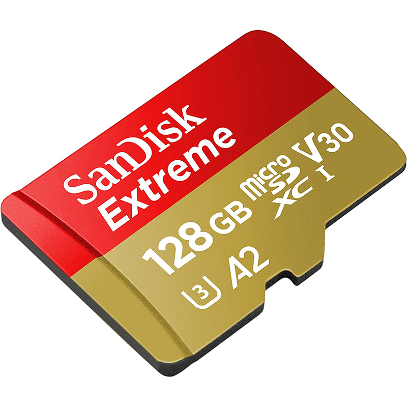 фото Карта памяти 128gb - sandisk extreme micro secure digital xc class 10 uhs-i a2 c10 v30 u3 sdsqxaa-128g-gn6mn