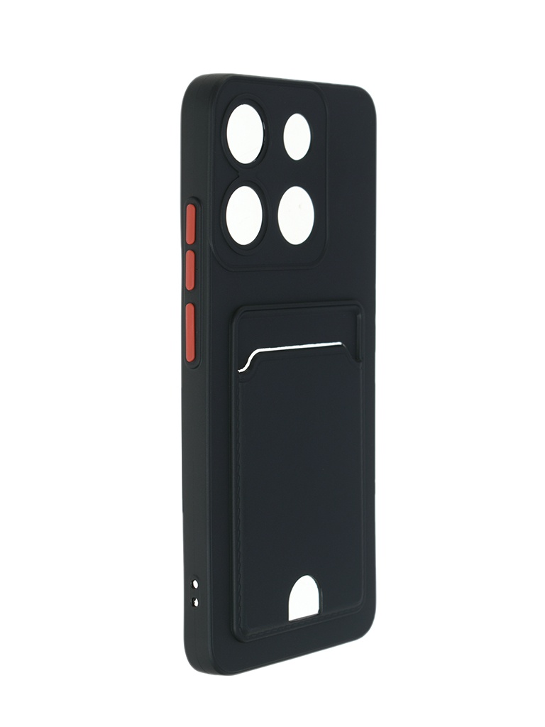 Чехол DF для Infinix Smart 7 Plus Silicone с отделением для карты Black inCardcase-09