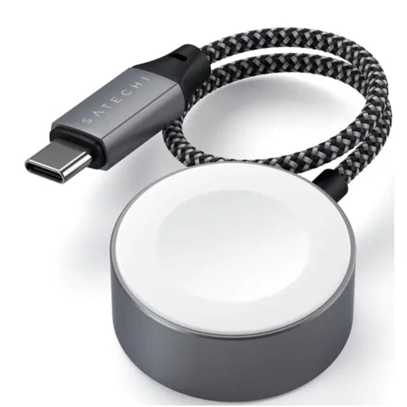 фото Зарядное устройство satechi usb-c magnetic charging cable для apple watch space grey st-tcaw7cm