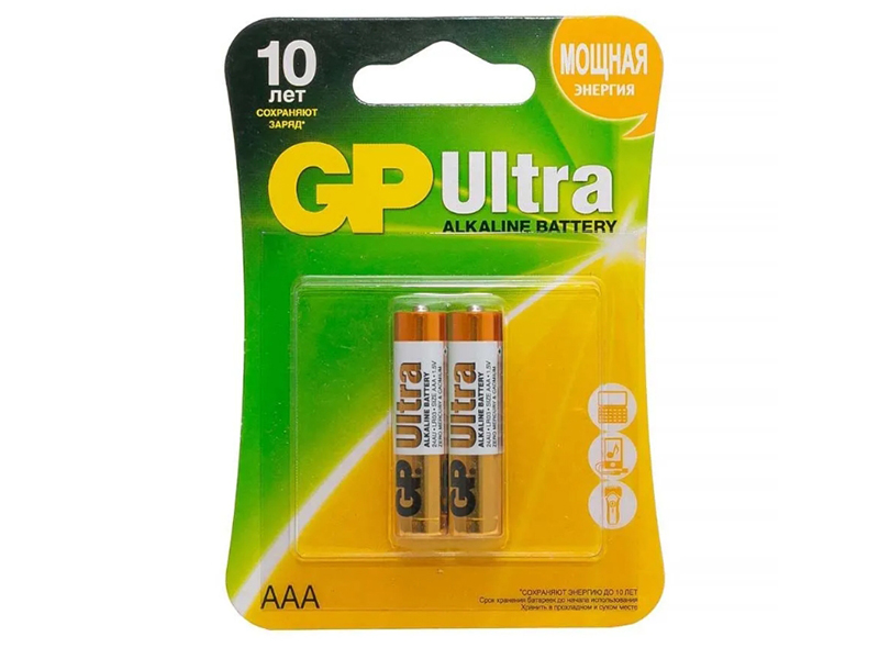 Батарейка AAA - GP Ultra Alkaline 24А 24AU-CR2 Ultra 20/160 (2штуки) батарейка perfeo lr41 10bl alkaline cell 392a ag3 10 штук
