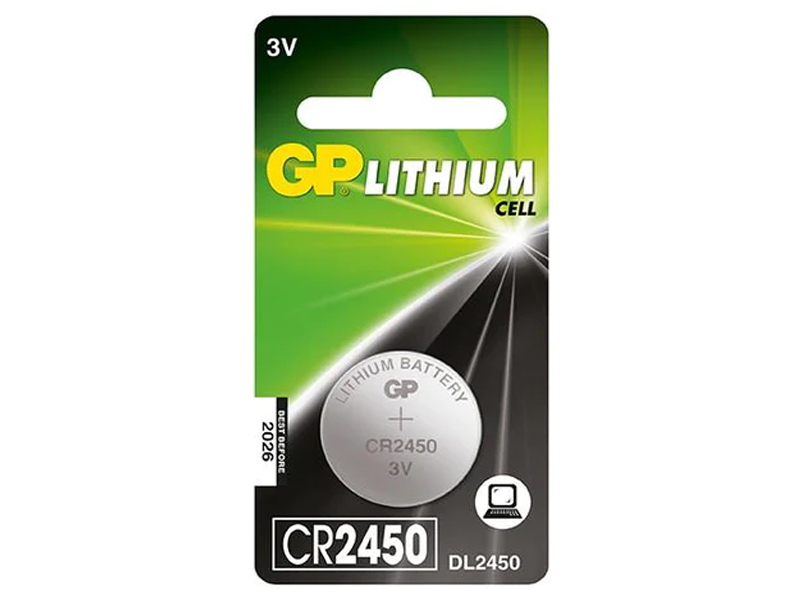 Батарейка CR2450 - GP Lithium CR2450-2C1 10/600 (1 штука) батарейка cr2025 gp lithium cr2025 2cru1 10 600 1 штука