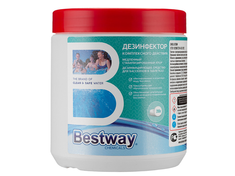 Медленный стабилизированный хлор BestWay Chemicals 0.6kg DK0.6TBW очиститель ватерлинии bestway chemicals cws0 75lbw