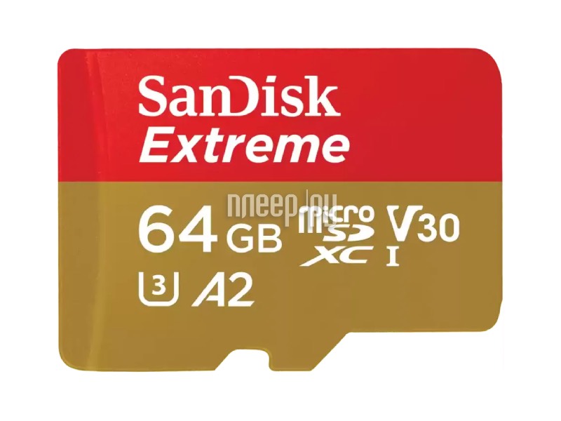 Карта памяти 64Gb - SanDisk Extreme Micro Secure Digital UHS I Card SDSQXAH-064G-GN6MN