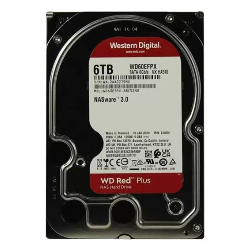 Жесткий диск Western Digital Red Plus 6Tb WD60EFPX жесткий диск western digital ultrastar dc hc310 hus726t4tale6l4 0b36040 4тб