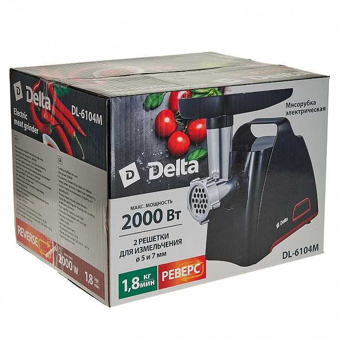 фото Мясорубка delta dl-6104m black-red