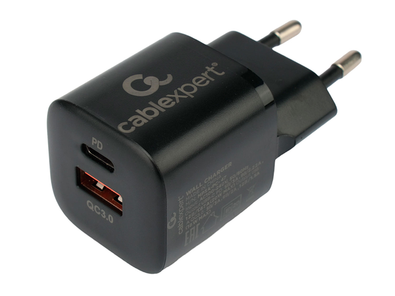 Зарядное устройство Gembird Cablexpert USB - Type-C 3А QC3.0/PD Black MP3A-PC-47 cablexpert dsp 2ph4 002