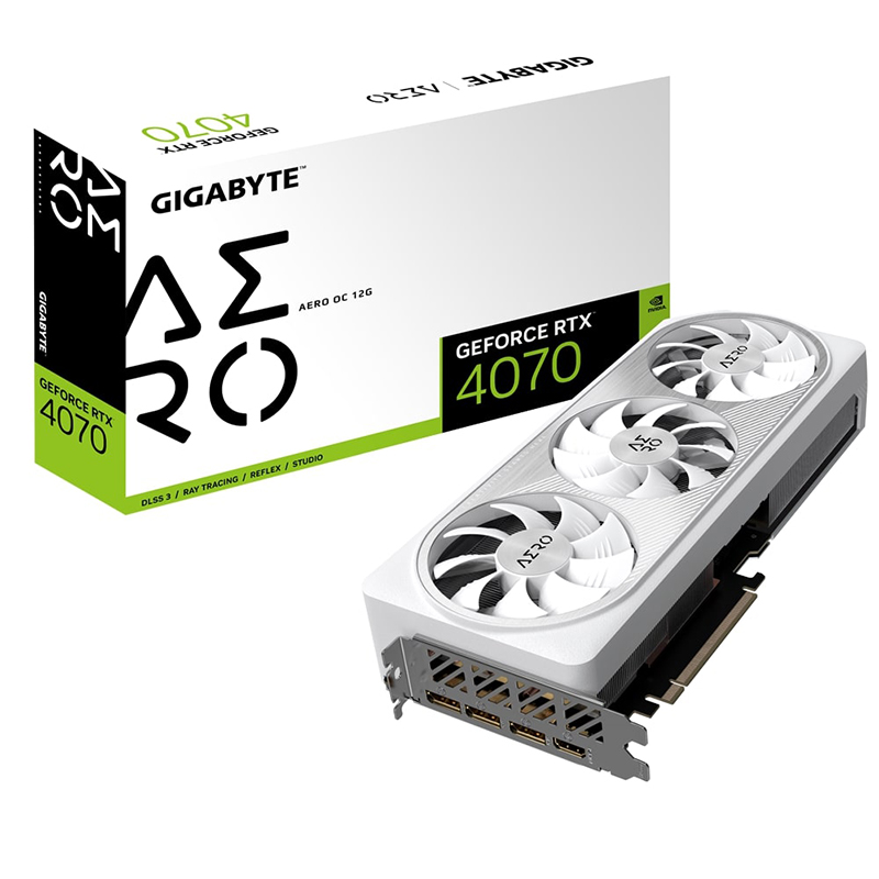 фото Видеокарта gigabyte geforce rtx 4070 aero oc 12g 2565mhz pci-e 4.0 12288mb 21000mhz 192-bit hdmi 3xdp gv-n4070aero oc-12gd