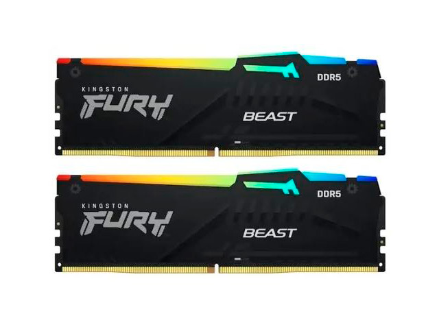 Модуль памяти Kingston Fury Beast Black EXPO RGB DDR5 DIMM 6000MHz PC-48000 CL36 - 64Gb Kit (2х32Gb) KF560C36BBEAK2-64 оперативная память kingston ddr5 32gb 2x16gb 6000mhz fury beast black kf560c40bbk2 32