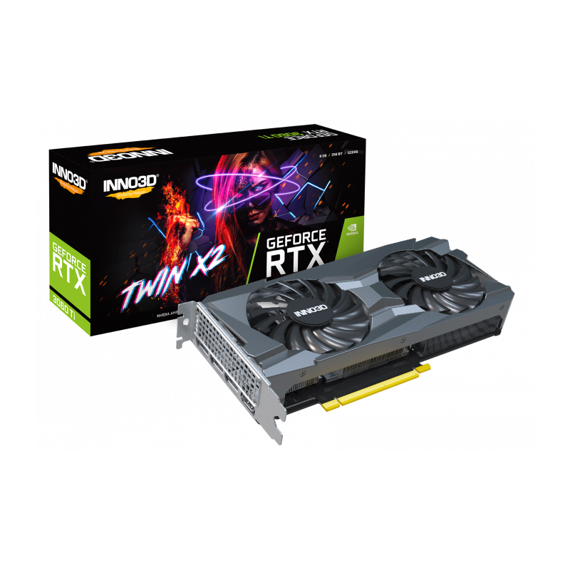 фото Видеокарта inno3d nvidia geforce rtx 3060 ti twin x2 lhr 1410mhz pci-e 4.0 8192mb 14000mhz 256-bit 1xhdmi 3xdp n306t2-08d6-119032dh