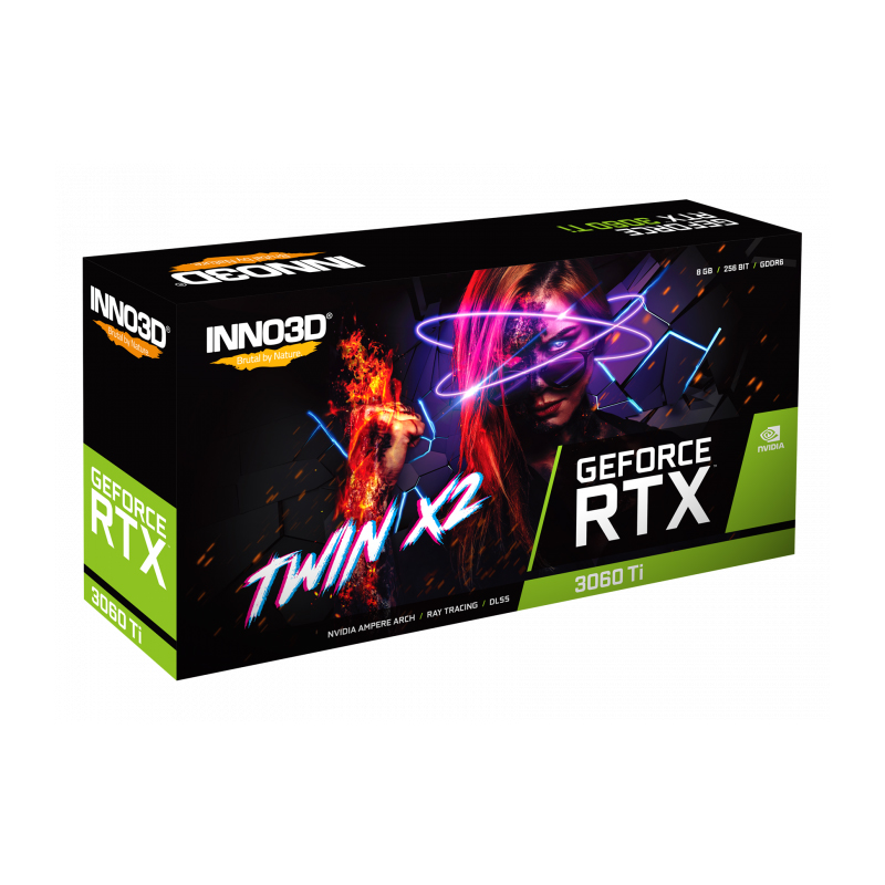 фото Видеокарта inno3d nvidia geforce rtx 3060 ti twin x2 lhr 1410mhz pci-e 4.0 8192mb 14000mhz 256-bit 1xhdmi 3xdp n306t2-08d6-119032dh