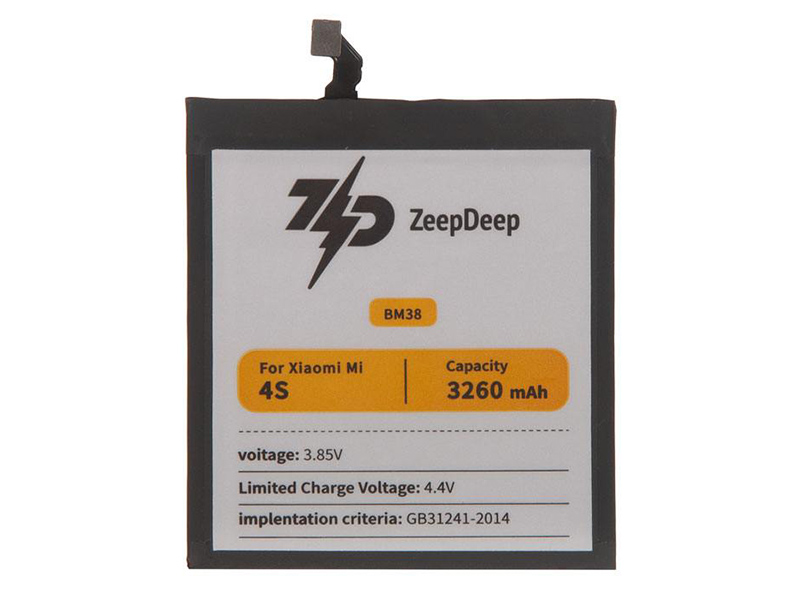 Аккумулятор ZeepDeep Asia (схожий с BM38) для Xiaomi Mi 4S 888672 аккумулятор zeepdeep asia схожий с eb bg928abe для samsung galaxy s6 edge plus 888717