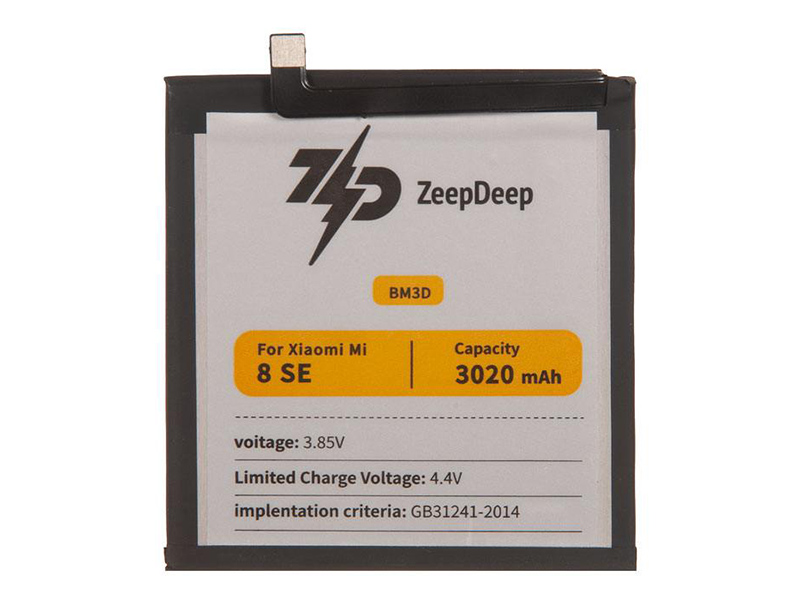 Аккумулятор ZeepDeep Asia (схожий с BM3D) для Xiaomi Mi 8 SE 888680 аккумулятор zeepdeep asia схожий с hb466483eew для honor 30s 30 30 pro plus 888712