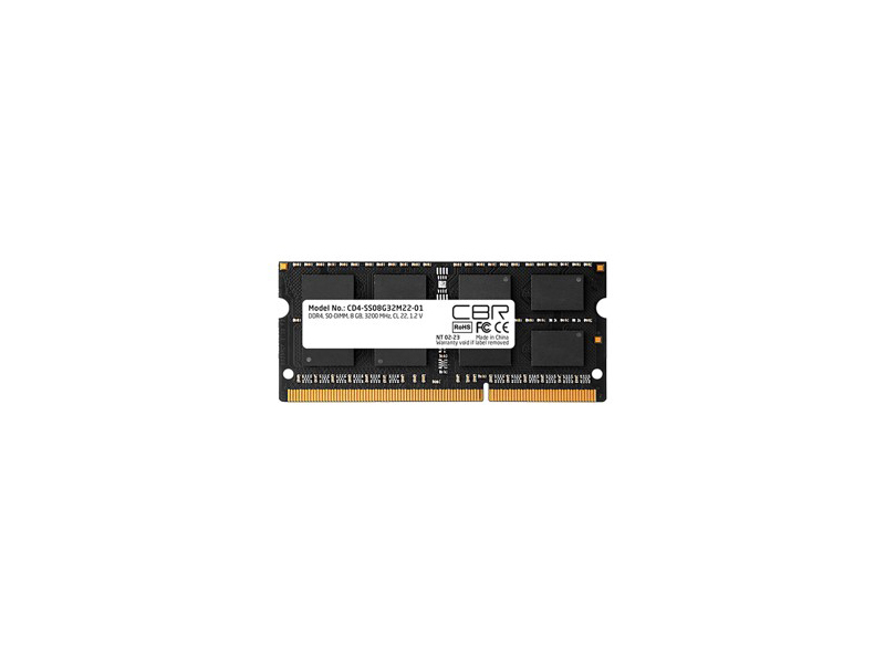 Модуль памяти CBR DDR4 SODIMM 3200MHz PC4-25600 CL22 - 8Gb CD4-SS08G32M22-01 модуль памяти cbr ddr4 sodimm 3200mhz pc4 25600 cl22 16gb cd4 ss16g32m22 01