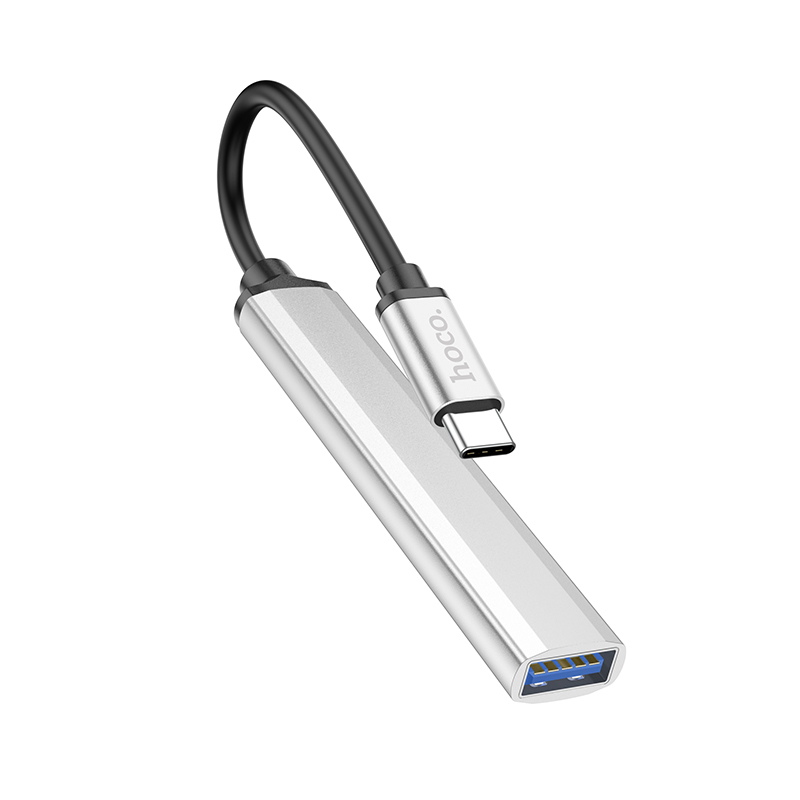 фото Хаб usb hoco hb26 3xusb 2.0/1xusb 3.0 + кабель type-c silver 6931474765475