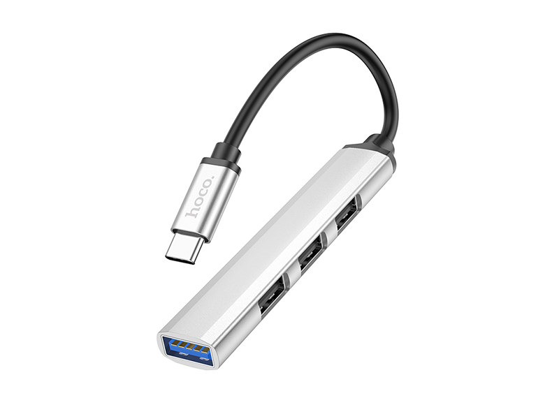 

Хаб USB Hoco HB26 3xUSB 2.0/1xUSB 3.0 + кабель Type-C Silver 6931474765475, HB26