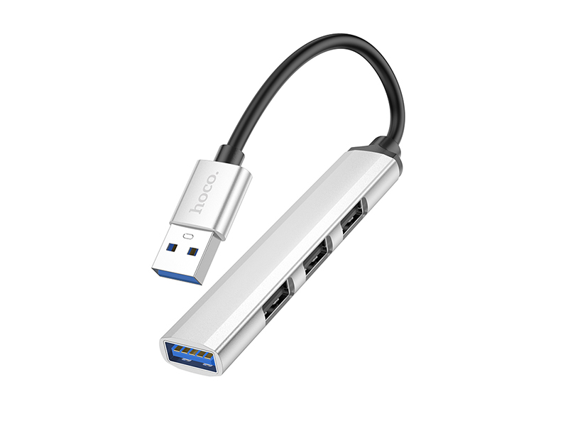 Хаб USB Hoco HB26 3xUSB 2.0/1xUSB 3.0 Silver 6931474765451 флешка hoco ud4 intelligent 64гб silver ud4 64gb