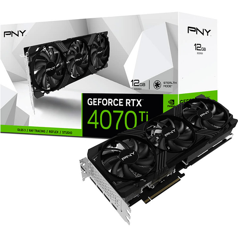 фото Видеокарта pny geforce rtx 4070 ti 12gb verto 3fan 2310mhz pci-e 4.0 21000mhz 192-bit hdmi 3xdp vcg4070t12tfxpb1