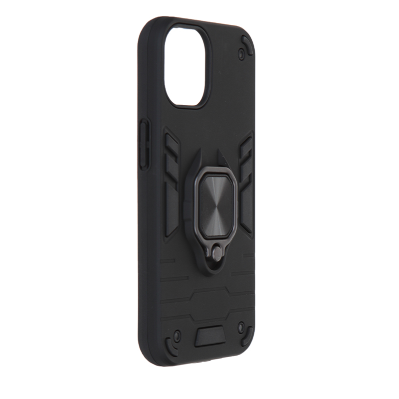 Чехол DF для APPLE iPhone 15 с магнитом и кольцом Black iArmor-07