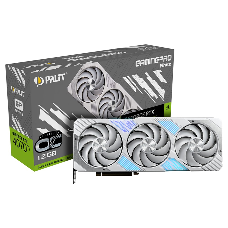 фото Видеокарта palit geforce rtx 4070 ti gamingpro white oc 2310mhz pci-e 4.0 12288mb 21000mhz 192-bit hdmi 3xdp ned407tv19k9-1043w