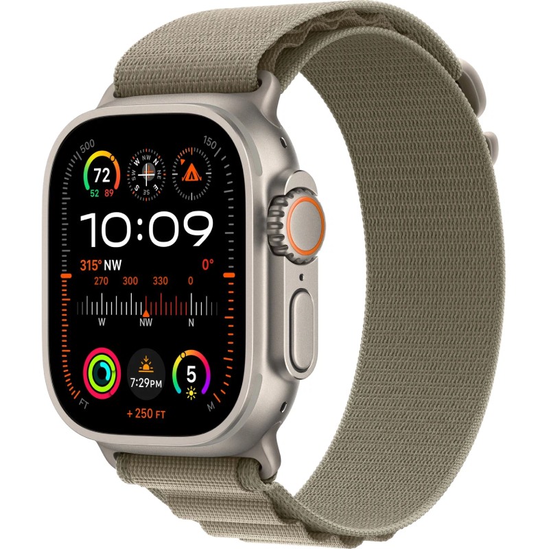 фото Умные часы apple watch ultra 2 gps + cellular 49mm titanium case with olive alpine loop - large mrf03 / mrfk3