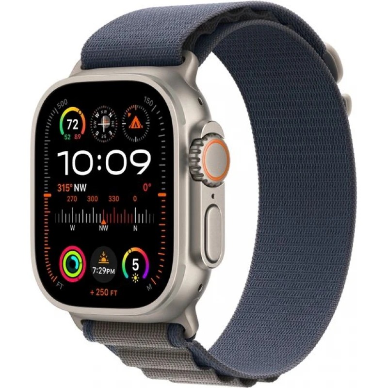 фото Умные часы apple watch ultra 2 gps + cellular 49mm titanium case with blue alpine loop - medium mrep3 / mrfc3