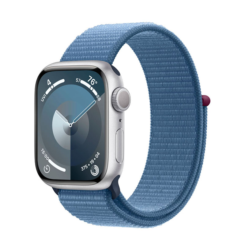 фото Умные часы apple watch series 9 gps 45mm silver aluminium case with winter blue sport loop mr9f3