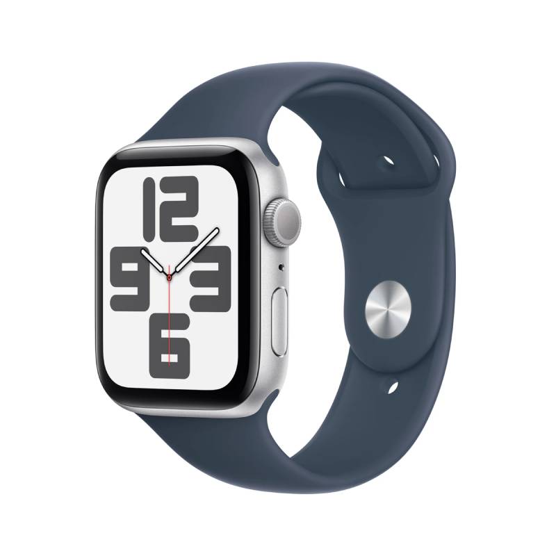 Умные часы APPLE Watch SE GPS 44mm Silver Aluminium Case with Storm Blue Sport Band - S/M MREC3 умные часы apple watch series 9 45 мм sport band silver size m mr9d3
