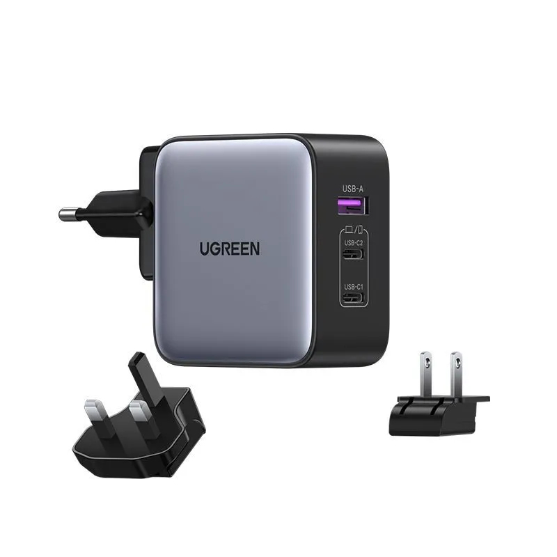 Зарядное устройство Ugreen CD296 USB-A + 2xUSB-C GaN 65W Travel Fast Charger Space Grey 90409