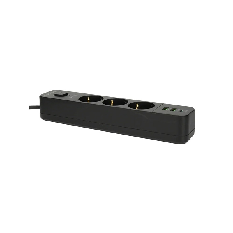 фото Сетевой фильтр perfeo power spring 3 sockets 2m black pf_d0003